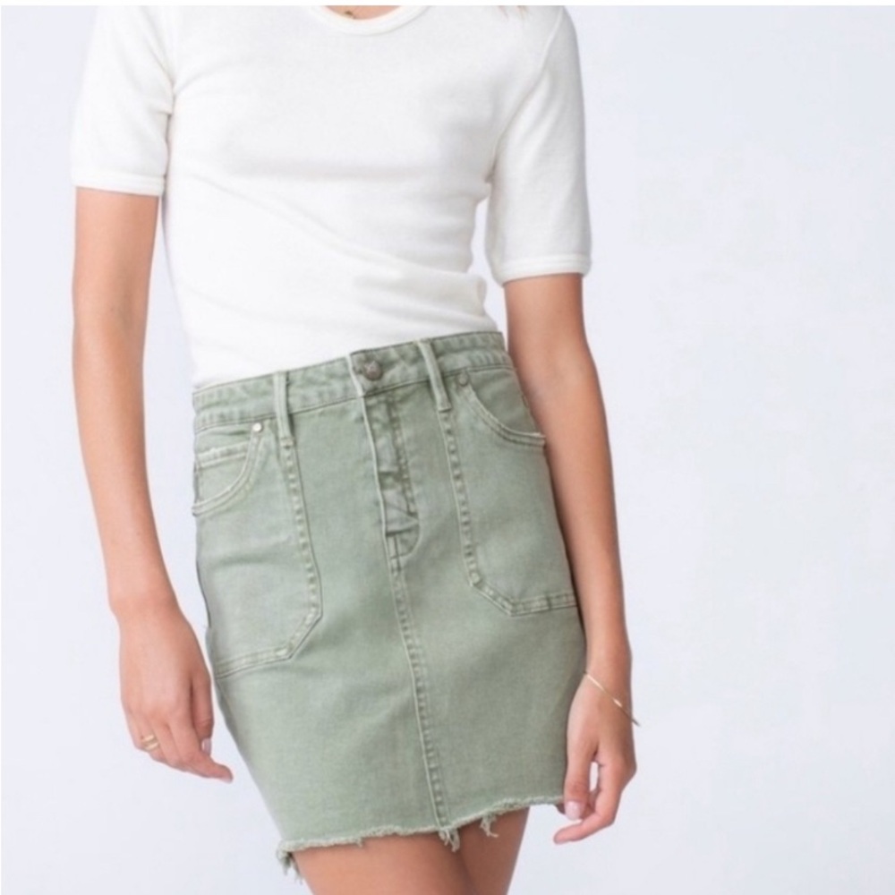 UNPUBLISHED Green‎ Nico High Waist Denim Mini Skirt Size 28(US 6) Raw Hem Summer